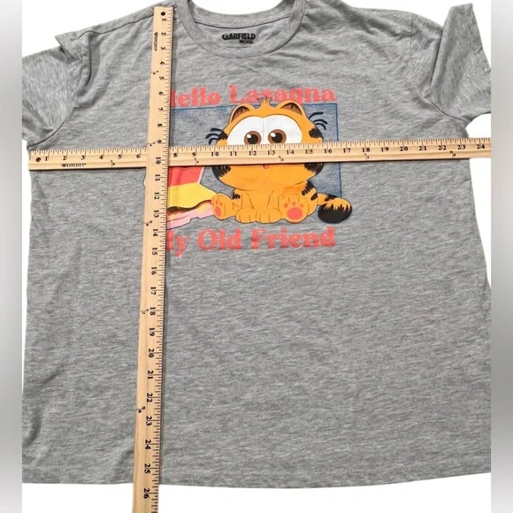 Garfield Movie Tshirt 3X Gray Cartoon Hello Lasagna Funny Graphic Tee EUC - Picture 3 of 4